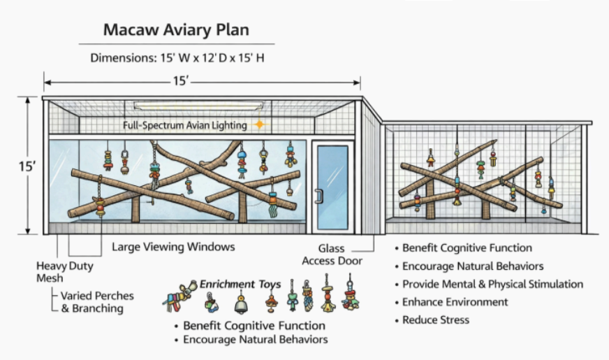 Hookbill & Parrot Aviary design